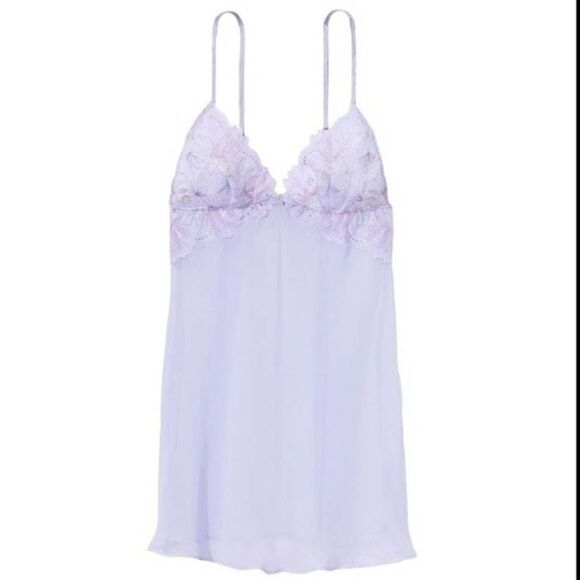 RARE🧚‍♀️Victoria'sSecret Lace Mini Slip Exquisite Floral Icy Lavender - Picture 1 of 14